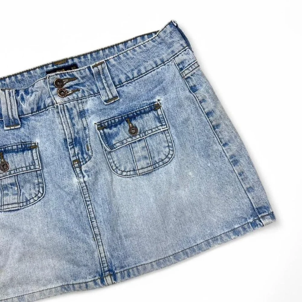 Vintage L.E.I. Low Rise Blue Denim‎ Mini Skirt Y2K Size 7